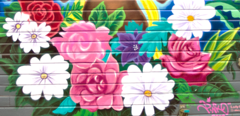 Rosendale NY rose murals by Lady Pink, grafitti artist